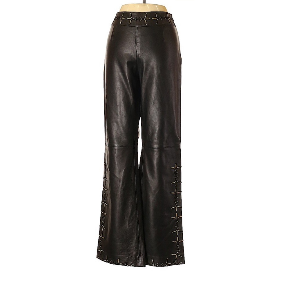 Escada Embroidered Lambskin Leather Pants sz36 6US